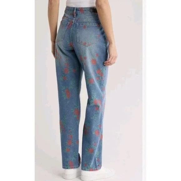 PTCL Floral Jacquard Straight Leg Jeans Size 28 NWT - Picture 3 of 9